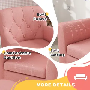 AIYAPLAY Kids Sofa Set with Footrest for Playroom Bedroom, Pink