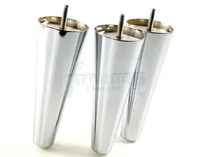 4 Replacment Metal Legs 180mm High Round Tapered Chrome Feet M8 Couch Chairs Sofa Footstool Bed