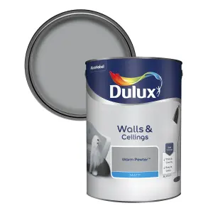 Dulux Walls & ceilings Warm pewter Matt Emulsion paint, 5L