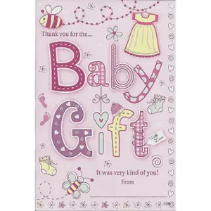 Baby Gift Thank You Card Pink (One Size)