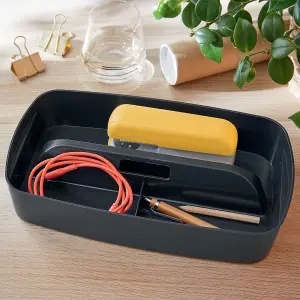 Leitz MyBox Cosy Storage Box with Organiser Tray Small in Velvet Gey