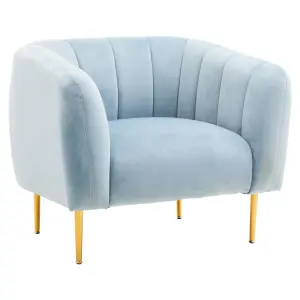 Interiors by Premier Blue Velvet Arm Chair, Tufted Velvet Upholstered Accent Chair, Comfortable Armchair for Home, Office, Lounge