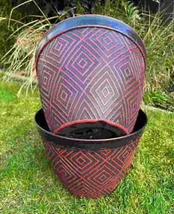 Black and Red Aztec Planter - set of 4