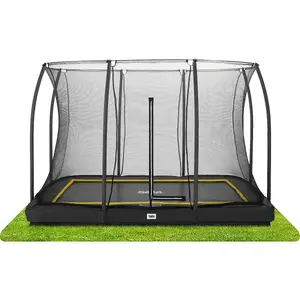 10ft x 7ft Salta Black Rectangular Comfort Edition Inground Trampoline with Enclosure