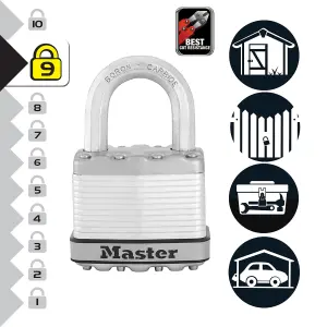 Master Lock Excell Heavy duty Laminated Steel Open shackle Padlock (W)50mm