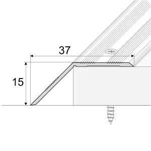 A39 37mm Anodised Aluminium Door Threshold Ramp Profile - Silver, 0.9m