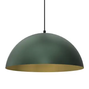 Milagro Beta Hand Made Designer Pendant Lamp 45cm 1xE27 In Matt Green With Gold Interior