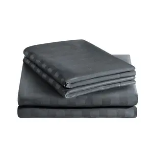 Microfiber Striped Duvet Cover Set with Pillowcases Charcoal / Double Duvet Cover + 2 Standard Pillowcases