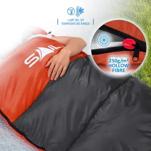 SAIL 'One' Waterproof Sleeping Bag 3-4 Season Indoor & Outdoor Camping Hiking - Orange