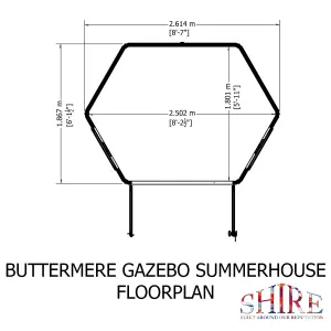 Buttermere hexagonal 8x7ft Summerhouse with 2 opening windows