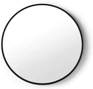 DEENZ 50Cm Large Round Black Wall Mounted Mirror Aluminium Frame Bathroom Mirror