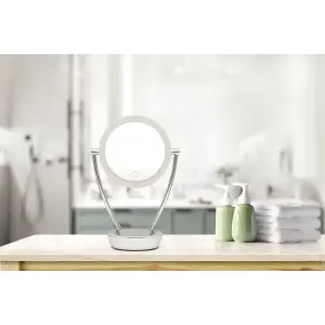 Dellonda 7.5" Double-Sided LED Vanity Mirror, Touch Dimmable, Battery Operated