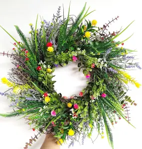 Holiday 15.7" Artificial Flower Wreath Front Door Wall Garland Home Party Decor BS-ZX0148-1-M