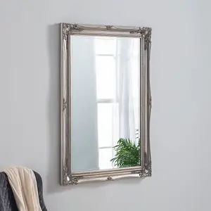 French style carved mirror silver 105x75cm