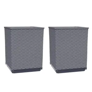 Berkfield Planters 2 pcs Dark Grey 30x30x37 cm Polypropylene