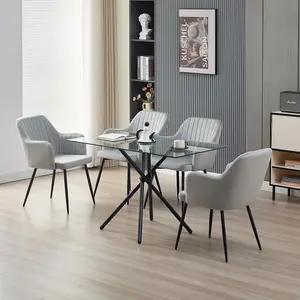 Miami Dining Table with 4 Grey Charlotte Velvet Chairs