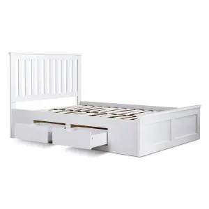 Madison White 4 Drawer Wooden Compact Double Bed Frame Only