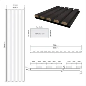 Dark Grey Laminate Acoustic Wall Panel 2400mm x 600mm (Black Felt)