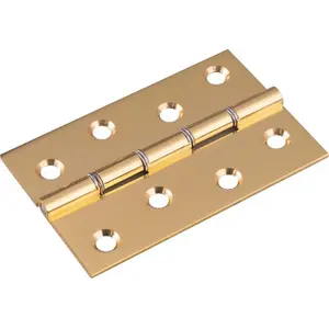 PAIR Double Steel Washered Brass Butt Hinge 102 x 67 Polished Brass Door Fixing