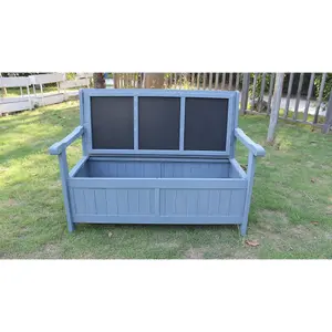 Grey Wooden Garden Enclosed Storage Bench