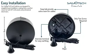 SAMOTECH Essentials 6A 2 way Matt Black Pull cord switch