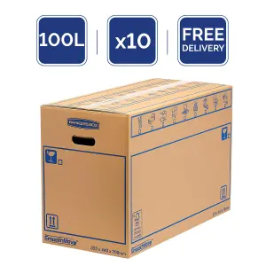 10 BANKERS BOX Cardboard Moving Boxes 100L Heavy Duty Double Wall Boxes Pack of 10