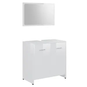 Berkfield 3 Piece Bathroom Furniture Set High Gloss White Engineered Wood