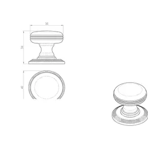 Smooth Ringed Cupboard Door Knob 35mm Dia Satin Nickel Cabinet Handle