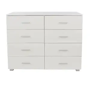 Lido 4+4 drawer wide chest of drawer, White