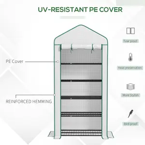 Outsunny Widened Mini Greenhouse 5 Tier Green House, 193H x 90W x 49Dcm, White