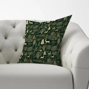 Green Christmas Woodlands Cushions 33cm x 48cm