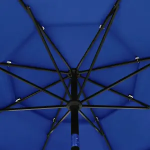 Berkfield 3-Tier Parasol with Aluminium Pole Azure Blue 3.5 m