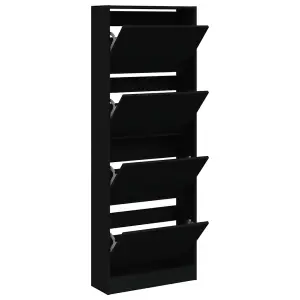 Berkfield Shoe Cabinet Black 60x21x163.5 cm Engineered Wood