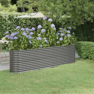 Berkfield Garden Planter Powder-coated Steel 260x40x68 cm Grey