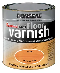 Ronseal Diamond Hard Floor Varnish Antique pine Satin Wood Floor Varnish, 2.5L