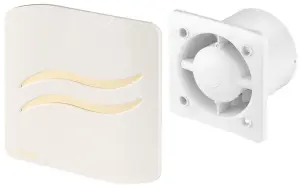 Awenta 100mm Pull Cord S-LINE Extractor Fan Ecru ABS Front Panel Wall Ceiling Ventilation