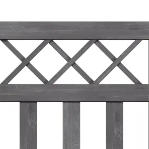 Grey Outdoor Cross Top Wooden Garden Gate Pedestrian Fence Yard Door with Accessory Kit,76cm x 120cm