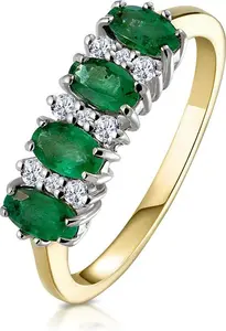 Emerald 0.94Ct And Diamond 9K Gold Ring