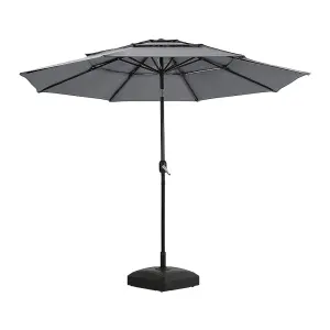 Light Grey Garden 3-Tier Umbrella with Crank and Tilt