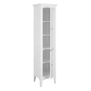 Teamson Home Bathroom Tall Column Cabinet, Wooden Cabinet with 2 Shutter Doors, Bathroom Storage, White