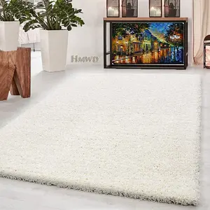 Large Ivory Cream Shaggy Area Rug Elegant and Fade-Resistant Carpet Runner - 160x230 cm