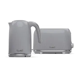 Geepas 2 Slice Bread Toaster & 1.7L Cordless Electric Kettle Combo Set 1750W Toastie Machine & 3000W Kettle, Grey