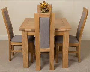 Richmond 90cm - 150cm Square Oak Extending Dining Table and 4 Chairs Dining Set with Stanford Chairs