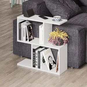 Barbara Side Table Modern 2-Tier Design with Storage Compartments White