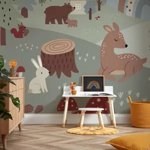 Walk In The Woods Mural In Multicoloured (300cm x 240cm)