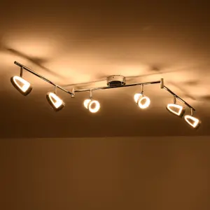 LED 6 Way Adjustable Bar Ceiling Spotlights Modern Lighting Adjustable Lights Warm White (3000K)