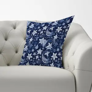 Paisley Christmas Stars Blue Cushions 33cm x 48cm