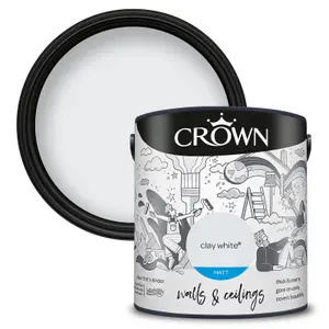 Crown Walls & Ceilings Matt Emulsion Paint Clay White - 2.5L