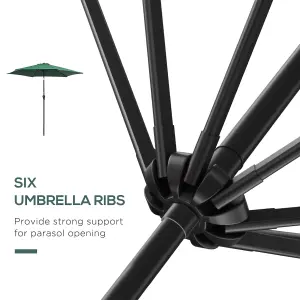 Outsunny Patio Umbrella Parasol Sun Shade Garden Aluminium Green 2.6M