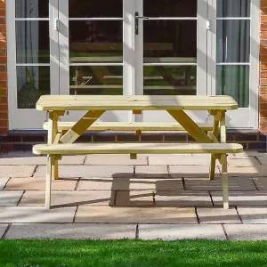 Oakham 5ft Rounded Picnic Bench - L152 x W140 x H72.5 cm - Light Green